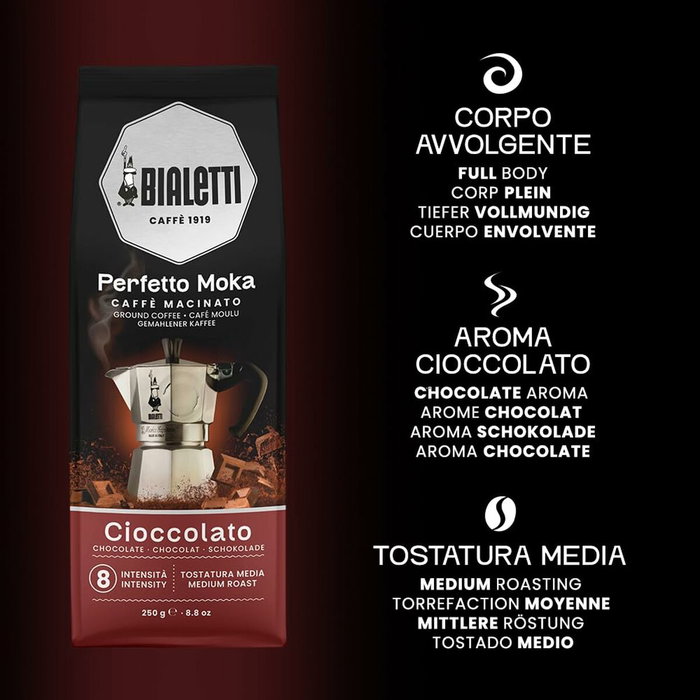 Bialetti Perfetto Moka Café Molido con Sabor a Chocolate 250 g Bialetti Perfetto Moka Café Molido con Sabor a Chocolate 250 g