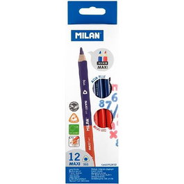 Milan Lápices Bicolor Maxi Triangulares Azul-Rojo Caja 12 Ud
