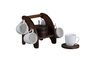 DKD Home Decor Set de Café Pengjia 25 de 6 Piezas en Porcelana y Bambú