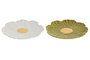 DKD Home Decor Surtido de 6 Platos de Porcelana Margarita 2 en Amarillo, Verde y Blanco
