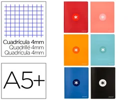 Antartik Libreta Cosida Din A5+ 48 Hojas 90g Cuadro 4mm con Margen Colores Surtidos