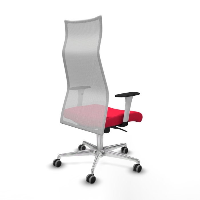 PIQUERAS Y CRESPO Sillón Albacete Rojo y Blanco con Mecanismo Sincro y Base de Aluminio