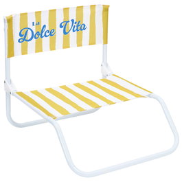 Home Deco Factory Silla de Playa Plegable Dolce Vita Amarilla - Silla Exterior con Estructura de Hierro y Tejido Poliéster Hidrófugo, 44x52 cm