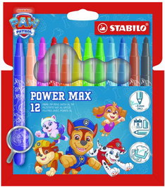 STABILO Estuche de 12 Rotuladores de Fibra Power Max Patrulla Canina