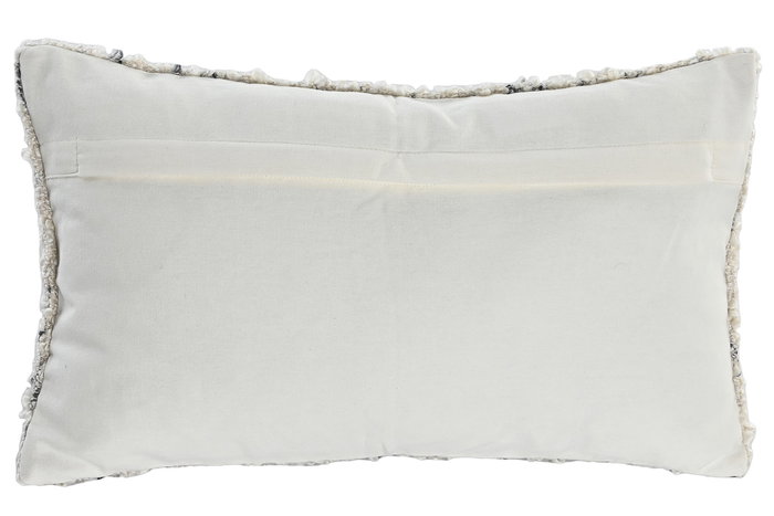 DKD Home Decor Cojin Tradicional India lino 1c25 Crema Negro 12 x 30 x 50 cm (2 Unidades)