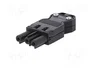 Wieland GST18I3SB1ZR1SW Toma de corriente negra con alivio de tensión