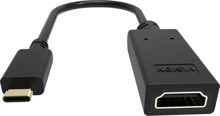 Vision TC-USBCHDMI/BL Adaptador USB-C a HDMI, Resolución 4K Ultra HD a 60Hz, USB 3.2, Compatible con Portátiles, Tabletas y Teléfonos, Color Negro