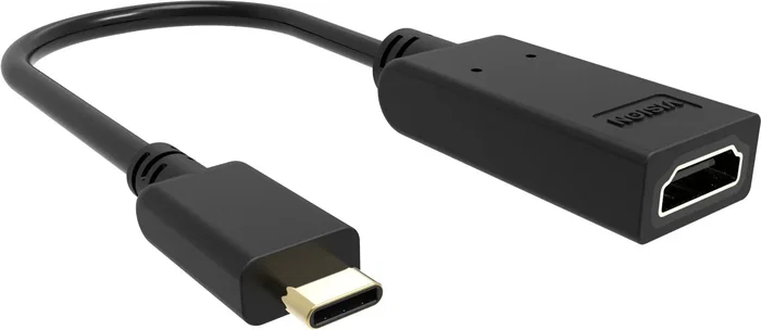 Vision TC-USBCHDMI/BL Adaptador USB-C a HDMI, Resolución 4K Ultra HD a 60Hz, USB 3.2, Compatible con Portátiles, Tabletas y Teléfonos, Color Negro
