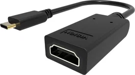 Vision TC-USBCHDMI/BL Adaptador USB-C a HDMI, Resolución 4K Ultra HD a 60Hz, USB 3.2, Compatible con Portátiles, Tabletas y Teléfonos, Color Negro