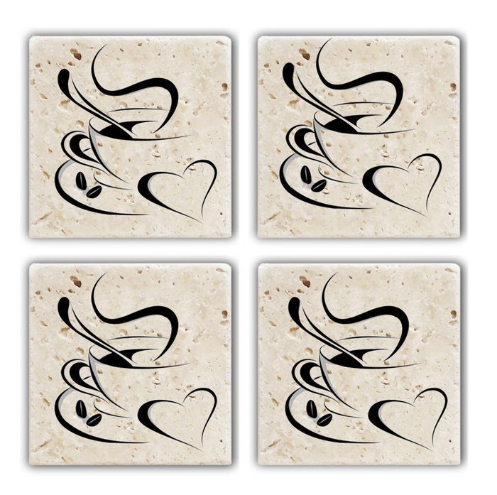 Hermia TBA7436502929991 Posavasos de Piedra Natural, Set de 4 Piezas, 10x10x1 cm Hermia TBA7436502929991 Posavasos de Piedra Natural, Set de 4 Piezas, 10x10x1 cm