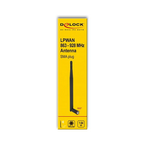 DeLOCK 12616 Antena LPWAN 863 MHz - 928 MHz Omnidireccional SMA Negro