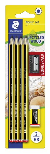 Staedtler Set Noris 120-2 con 8 Lápices, Goma y Afilalápices de Regalo