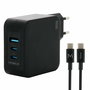 Mobilis charger 100w 2usb c 1usba gan cable 100w portátil, smartphone, tableta negro corriente alterna interior