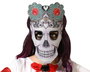 Máscara De Fieltro Catrina Mexicana Con Calavera Y Flores Bicolor Para Disfraz