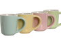 DKD Home Decor Tazas de Cafe Set de 4 Piezas Porcelana New Bone 90ml Azules y Rosas 5.6 x 6.2 x 6 cm Apto Microondas y Lavavajillas