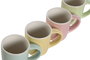 DKD Home Decor Tazas de Cafe Set de 4 Piezas Porcelana New Bone 90ml Azules y Rosas 5.6 x 6.2 x 6 cm Apto Microondas y Lavavajillas