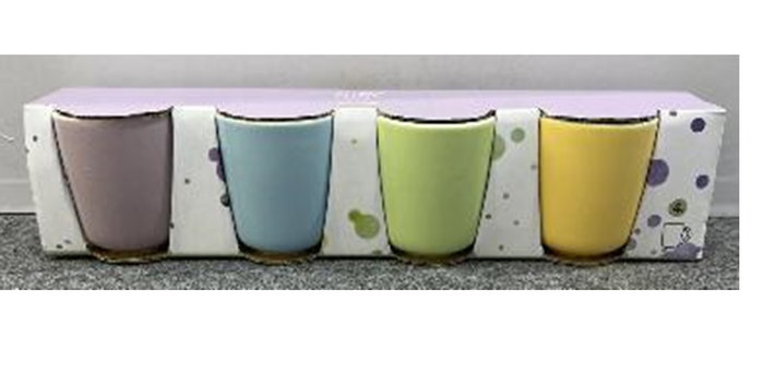 DKD Home Decor Tazas de Cafe Set de 4 Piezas Porcelana New Bone 90ml Azules y Rosas 5.6 x 6.2 x 6 cm Apto Microondas y Lavavajillas