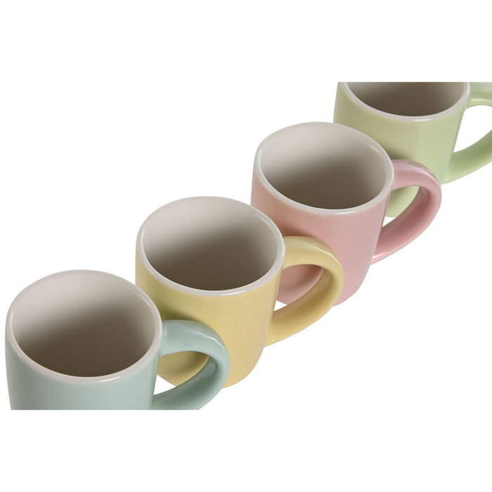 DKD Home Decor Set de Café de Porcelana New Bone de 4 Piezas Multicolor