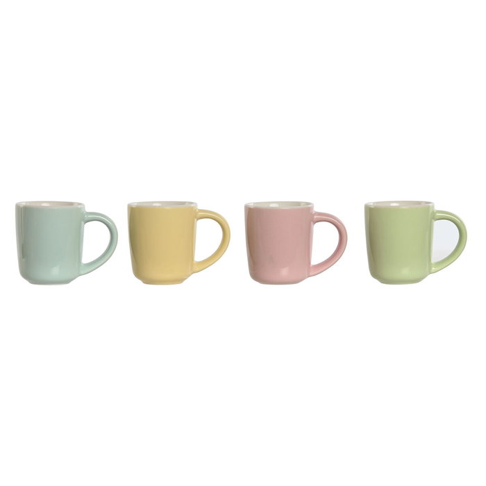 DKD Home Decor Set de Café de Porcelana New Bone de 4 Piezas Multicolor