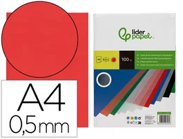 Liderpapel Tapas Polipropileno A4 0.5 mm Rojo Translucido Paquete 100 Unidades