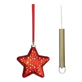 Lumineo Estrella micro LED de 20 cm, roja con alambre plateado, luz cálida