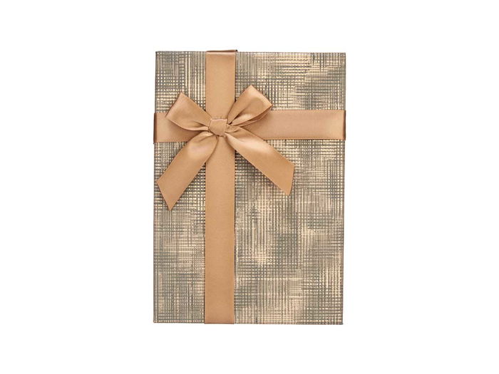 PINCELLO Set 3 Cajas Cartón Rectangular Marrón Rayas con Lazo, Negro - 23x10x16 cm (Mediana: 21x14x8 cm, Pequeña: 19x12x6.5 cm) (Set de 12)