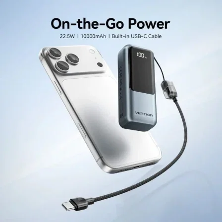 Vention FKOH0 Power Bank 10000mAh Gris Carga Rápida 22.5W Vention FKOH0 Power Bank 10000mAh Gris Carga Rápida 22.5W