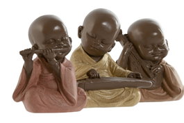 DKD Home Decor Figura de Monje en Resina Surtido de 3 Unidades