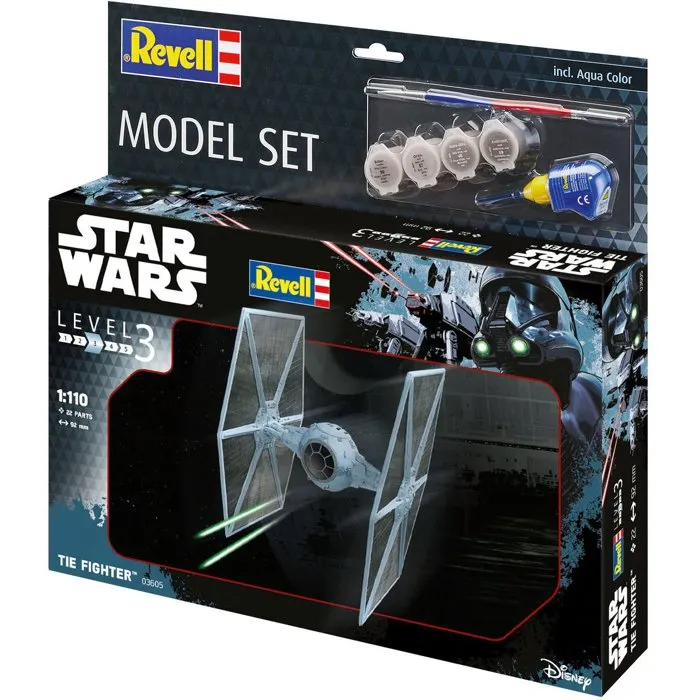 Revell 63605 Maqueta Star Wars Tie Fighter, Kit de Modelismo para Montar, Pegar y Pintar 1:46, con Pinturas y Accesorios