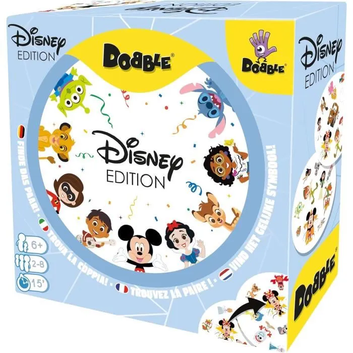 Asmodee Dobble Disney 100 Años Juego de Mesa ASM3558380099390 5 Minijuegos Idioma Francés