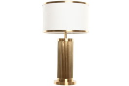 DKD Home Decor Lámpara de Sobremesa de Latón y Lino Dorado