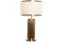 DKD Home Decor Lámpara de Sobremesa de Latón y Lino Dorado
