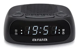 Aiwa CR-09J - Radio Despertador Digital con Pantalla LED, Doble Alarma AM/FM, Función Snooze, Pantalla Retroiluminada, Puerto USB-C y Batería de Respaldo, Negro