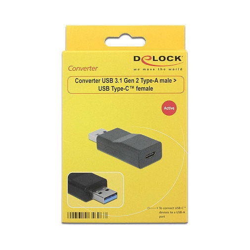 DeLOCK 65696 Convertidor USB 3.1 Gen 2 Type-A a USB Type-C™ 10 Gbps Negro