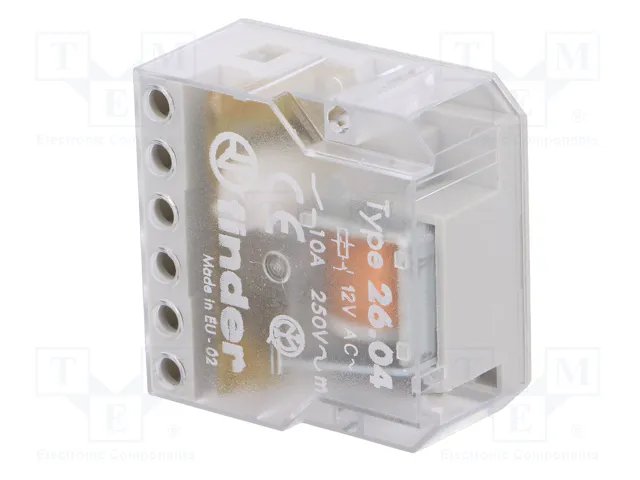 FINDER Relé de instalación biestable 26.04 12V AC 10A NA x2