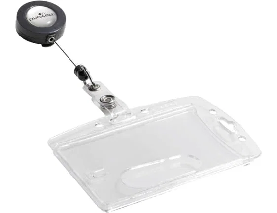 Durable Identificador Rígido con Cordón Extensible Transparente 54x85 mm Durable Identificador Rígido con Cordón Extensible Transparente 54x85 mm