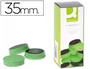 Q-connect Imanes para pizarras magnéticas, sujeción 35 mm, caja 10 unidades, verde