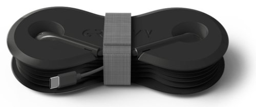 Groovy Auriculares con Micrófono y Estuche con Enrollador de Cables Tipo C Negro