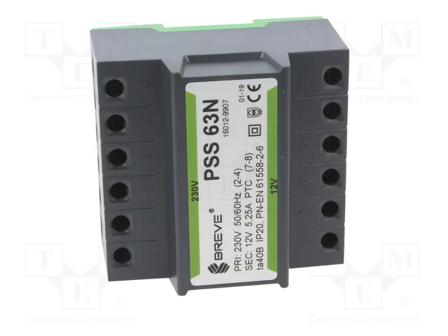 BREVE TUFVASSONS Transformador de red 63VA 230VAC 12V