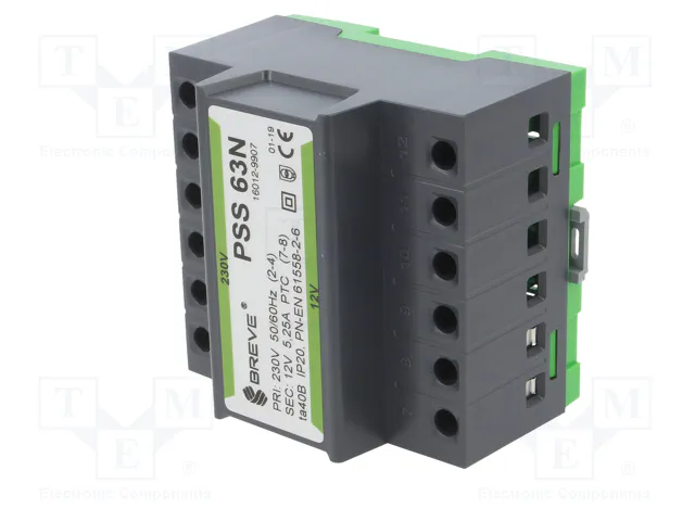 BREVE TUFVASSONS Transformador de red 63VA 230VAC 12V
