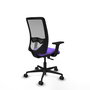 Silla de oficina Zulema con mecanismo Sincro tapizada con Tela color Lila y malla color Gris. Equipada con lumbar 1D, Brazos 2D y Ruedas 65mm nailon