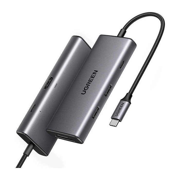 Ugreen 15531 Adaptador Multifunción USB-C a HDMI, USB 3.2 Gen 2, Lector Tarjetas SD/MicroSD, 100W, Gris Ugreen 15531 Adaptador Multifunción USB-C a HDMI, USB 3.2 Gen 2, Lector Tarjetas SD/MicroSD, 100W, Gris