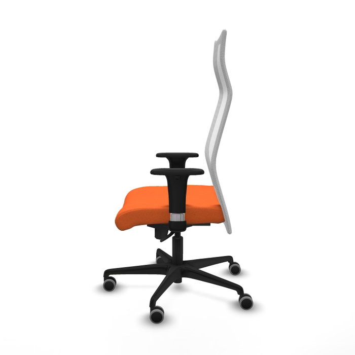 PIQUERAS Y CRESPO Sillón Albacete con mecanismo Sincro, Tela Naranja y Malla Blanca
