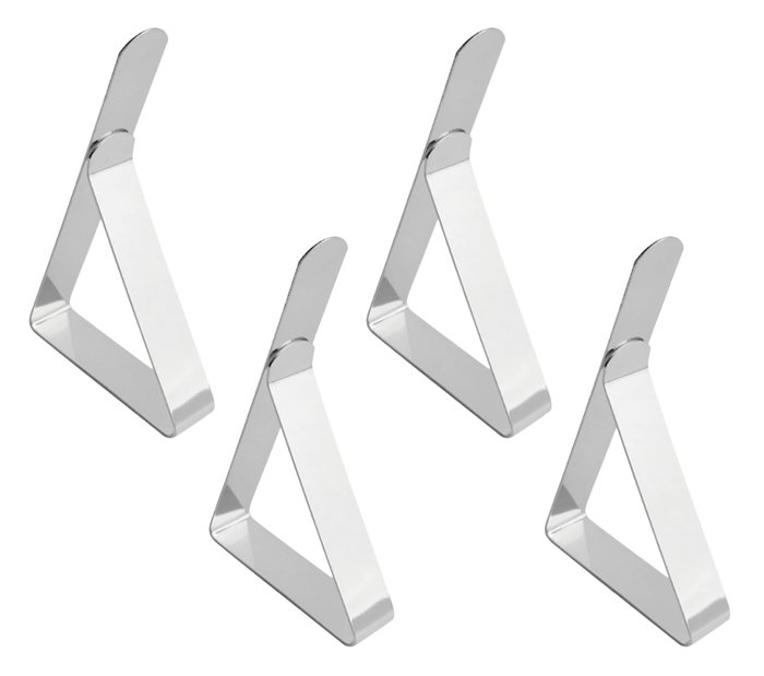 Inde Set 4 Pinzas Sujeta Mantel Acero Inoxidable 7.4x4.5x1.2 cm (24 Unidades)