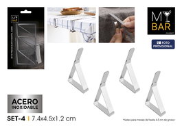 Inde Set 4 Pinzas Sujeta Mantel Acero Inoxidable 7.4x4.5x1.2 cm (24 Unidades)