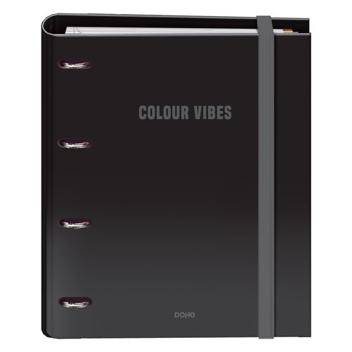 DOHE Carpebloc Colour Vibes A4 Negro con 4 Anillas Mixtas 35 mm e Incluye Recambio DOHE Carpebloc Colour Vibes A4 Negro con 4 Anillas Mixtas 35 mm e Incluye Recambio