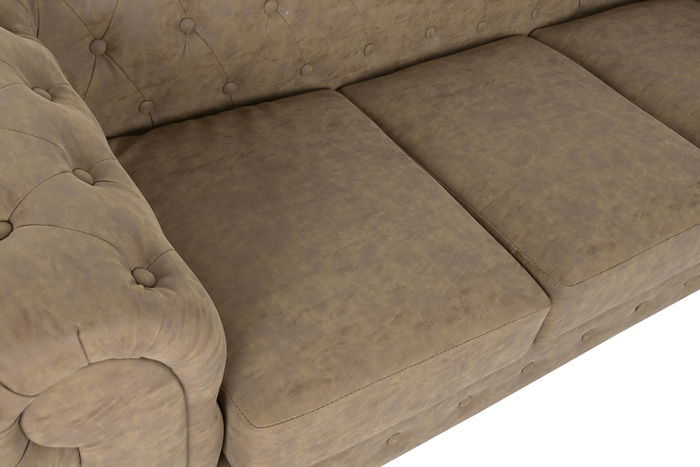 DKD Home Decor Sofá Vintage Marrón Madera/PU 196 x 81 x 76 cm