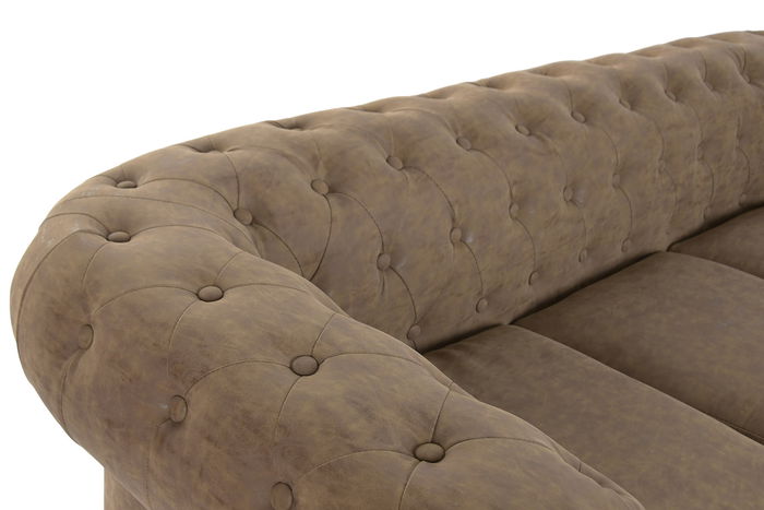 DKD Home Decor Sofá Vintage Marrón Madera/PU 196 x 81 x 76 cm