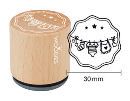 Woodies Sello de madera y caucho ropa tendida 33x30mm