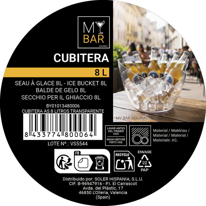 Inde Cubitera AS 8 Litros Transparente My Bar Inde Cubitera AS 8 Litros Transparente My Bar